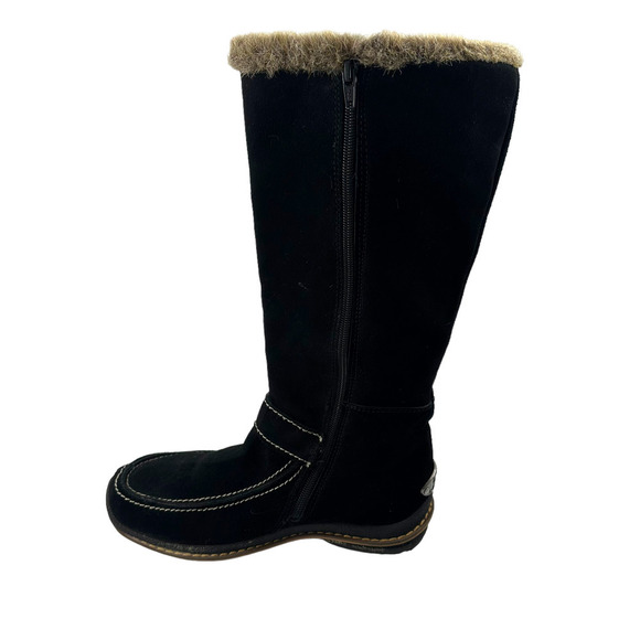 Apres by Lamo Black Suede Side Zip Winter Boots Lamb Wool Insoles Sz 9 - Picture 6 of 10